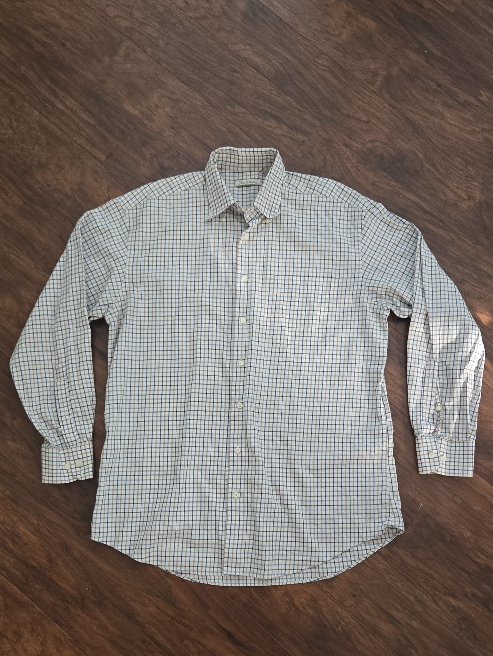 Peter Millar White Shirt with Blue Check Pattern_171